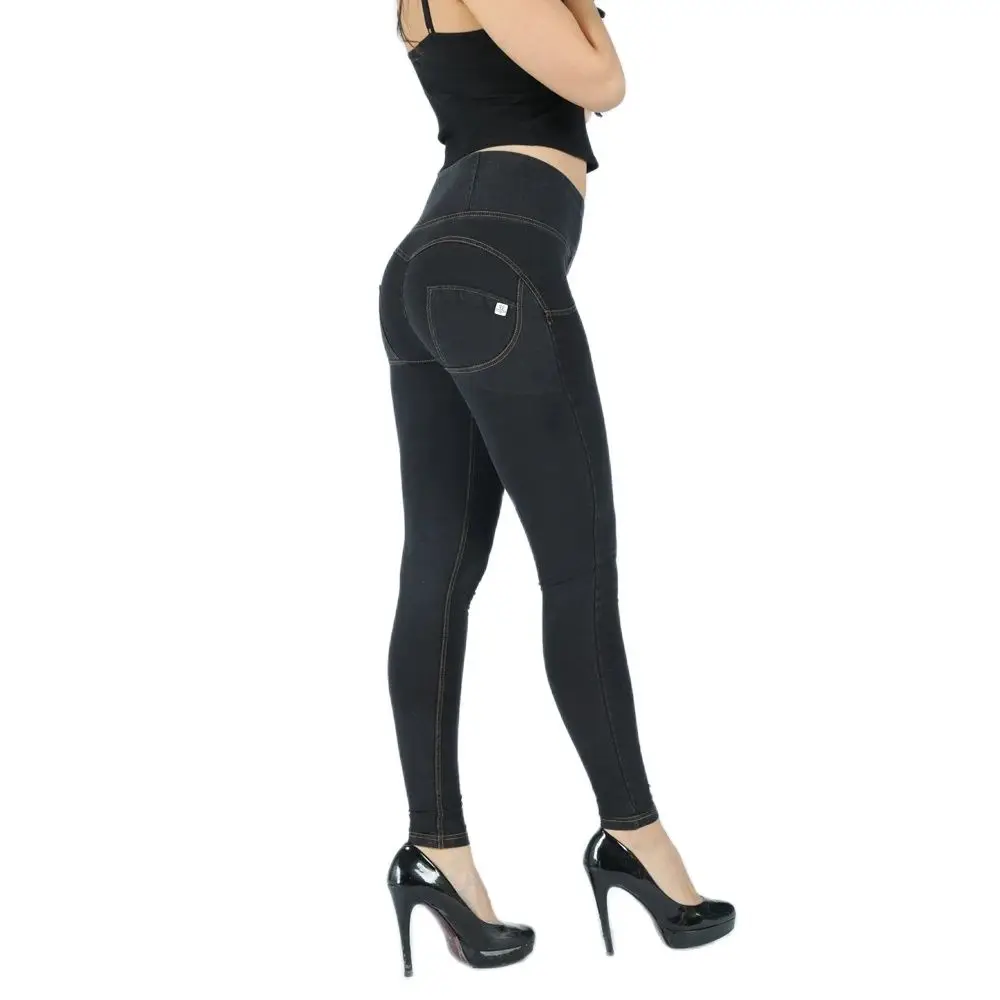 

Shascullfites Melody Sexy Black Denim Jeans High Waist Leggings Pencil Pants Elastic Casual Trousers Jeggings