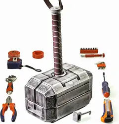 Hammer Tool Set, Multifunctional Hammer Tool Box, Excellent Novelty Gift for Men, Silver