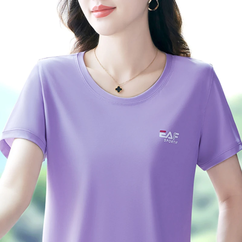 Summer 2024 Short sleeve T-shirt Golf Wear Youthful Woman Clothes Women's O neck Shirts Lady Tee Womens Blouses Tops