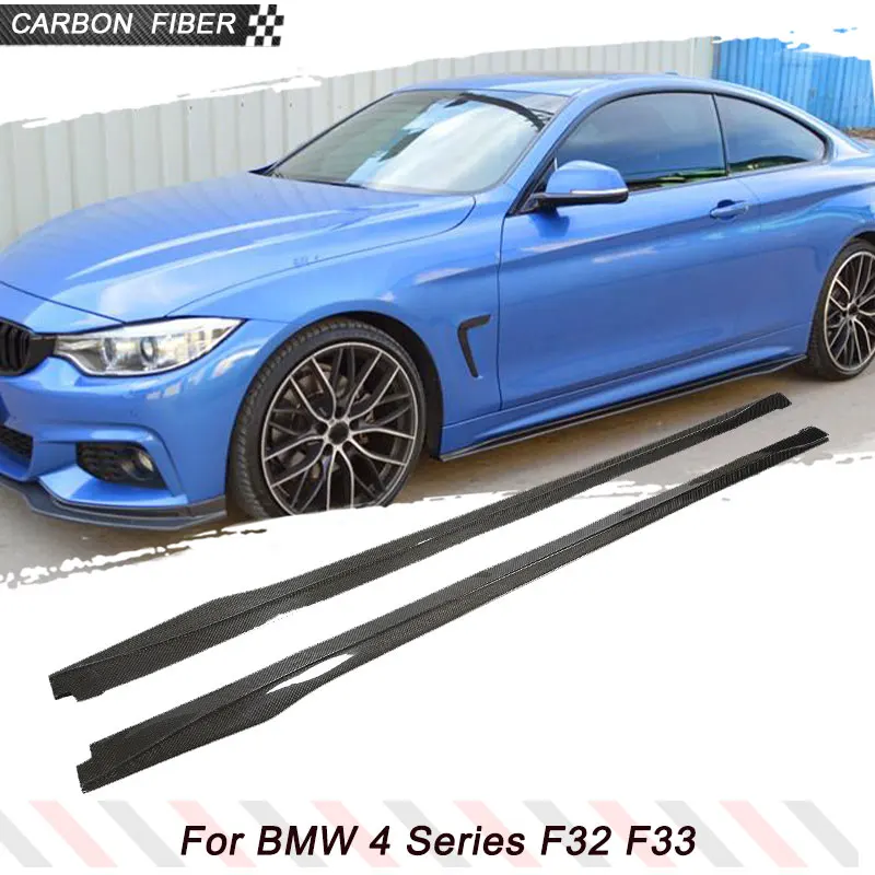 Side Skirts Extensions for BMW 4 Series F32 F33 Coupe Convertible 2014-2019 Car Carbon Fiber Side Bumper Apron Lip Body Kits