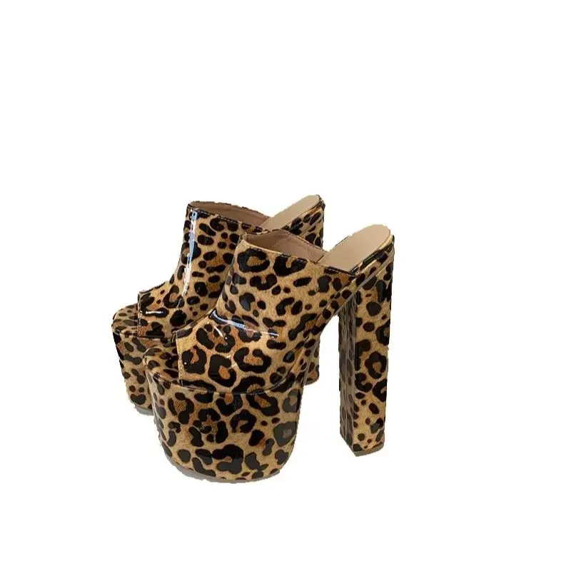 

Black Heeled Sandals Woman Slippers 18CM Extreme High Heels Gothic Platforms Shoes 2025 New Arrival Ladies Slippers And Sandals