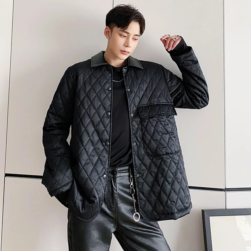 LUZHEN Stylish Men's Thin Padded Jacket High Quality Elegant Plaid Embossed Design Autumn Winter Casual Coat Simplicity LZ5775