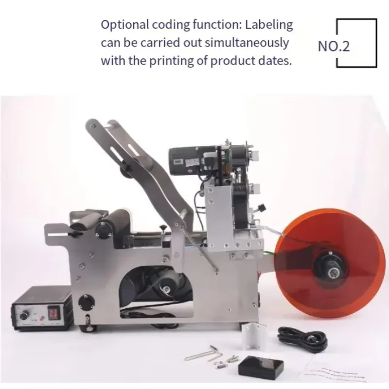 MT-50 Semi-Automatic Stainless Steel Round Bottle Labeling Machine Small Industrial Desktop Label Applicator