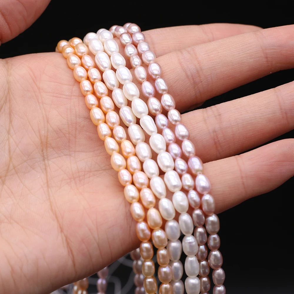 Natural Zhuji Freshwater Culture Pearl Beads Loose Smooth Rice Pearl Bead for Jewelry Making Diy Necklace Bracelet Supply