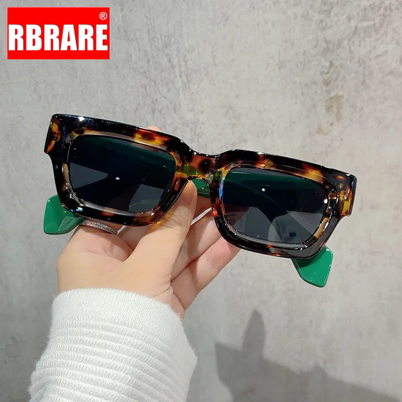 RBRARE Square Frame Sunglasses Retro Small Frame Wide-leg Glasses Temperament Luxury Sunglasses Tide Punk Gafas De Sol Hombre