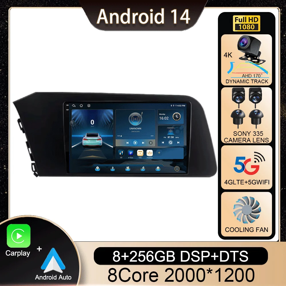 

Android 14 Carplay Auto 4G+WIFI For Hyundai Elantra VII CN7 2020 2021 Car Radio Navigation GPS Multimedia Video Player Head Unit