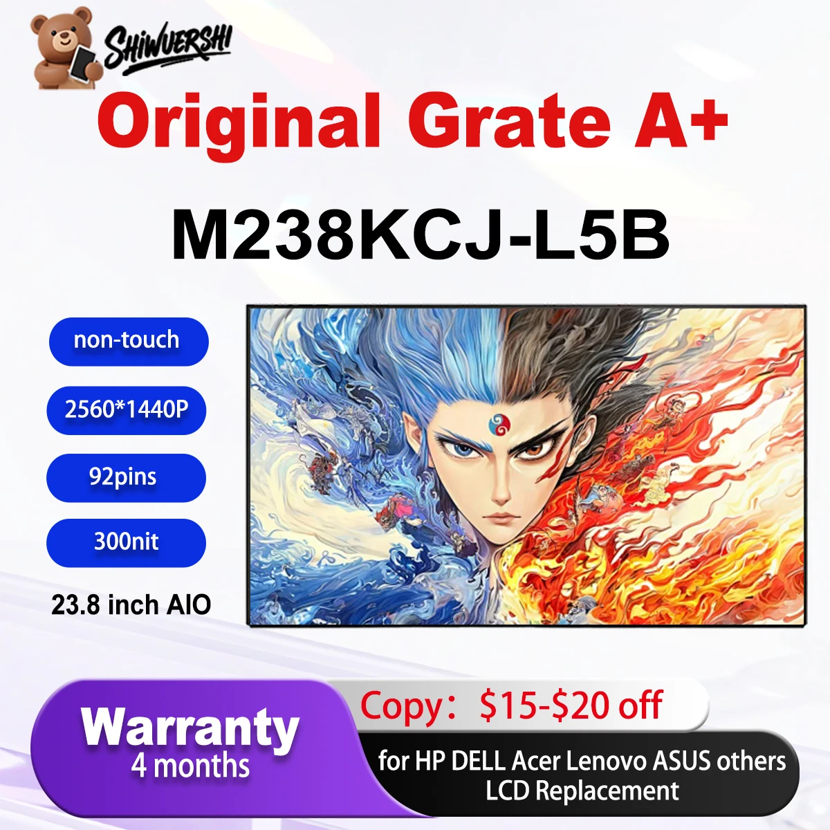 

Original new M238KCJ-L5B M238KCJ L5B 23.8 inch IPS For HP Lenovo Acer ASUS Dell AIO LCD Screen Display