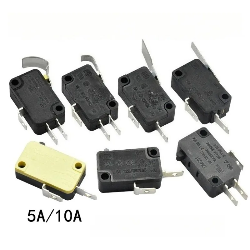 10pcs Touch the micro switch button, stroke limit switch, 2/3 pin normally open/normally closed with straight shank pressure bar