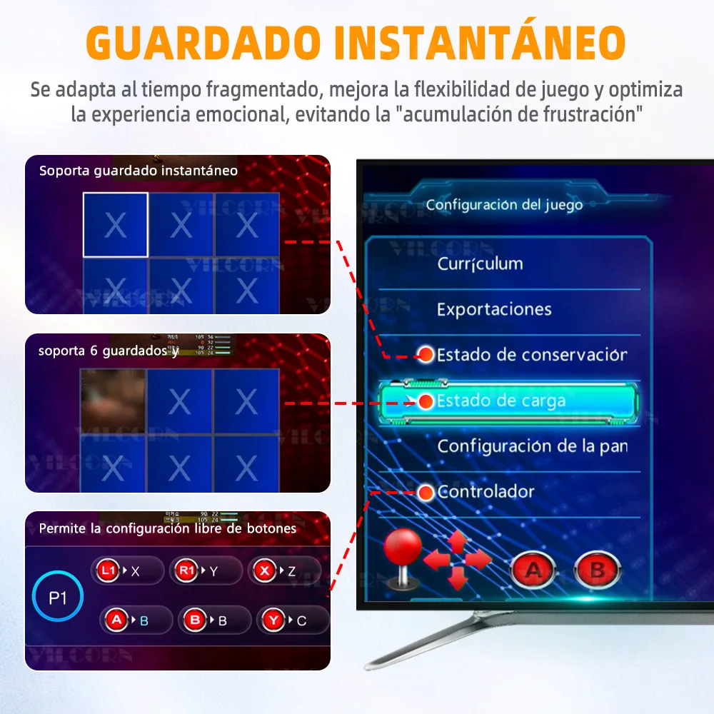 ممر ريترو لعبة فيديو وحدة التحكم 4K HD لعبة عصا لماامي سيجا أركيد وحدة التحكم القتال عصا مع الألعاب الإسبانية 1 لاعب