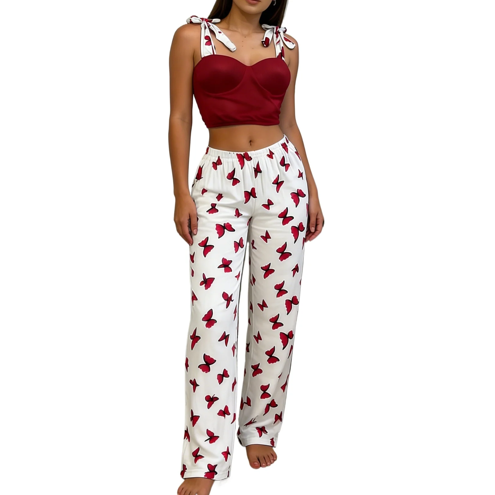 2026 New Women Homewear Printed Nightwear Trousers For Female Hot Caliente Sexy Seductive Lingerie Lady Nightie Casual Wear