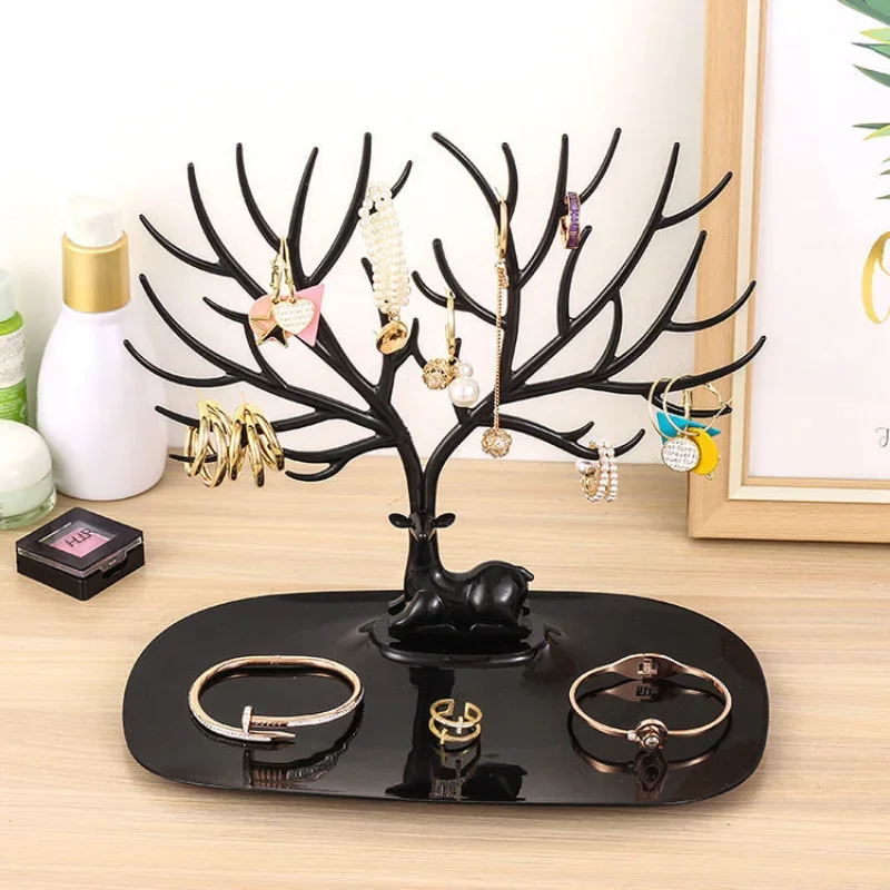 Jewelry Display Stand Tray Tree Storage Racks Earrings Necklaces Rings Jewelry Boxes Case Desktop Organizer Holder Make Up Decor