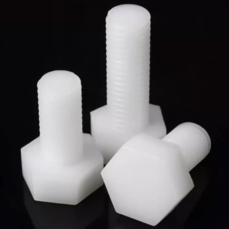 White Nylon External Hex Head Screws M3 M4 M5 M6 M8 M10 M12 Plastic Hexagon Bolts for Heat/ Electricity Insulation USE