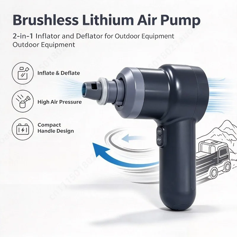 Brushless Lithium Battery Air Pump, Portable Inflator for Woven Boat Kayak Inflatable Mat and Outdoor Fire Blower