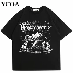 Men's T-Shirt Graphic Hip Hop Oversized Harajuku Summer Short Sleeve Tees Korean Fashion Y2k Vintage Streetwear Cotton Clothing