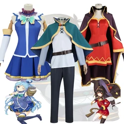 Anime Satou Kazuma przebranie na karnawał Aqua Megumin wspaniały mundur szkolny Halloween do odgrywania ról stroje