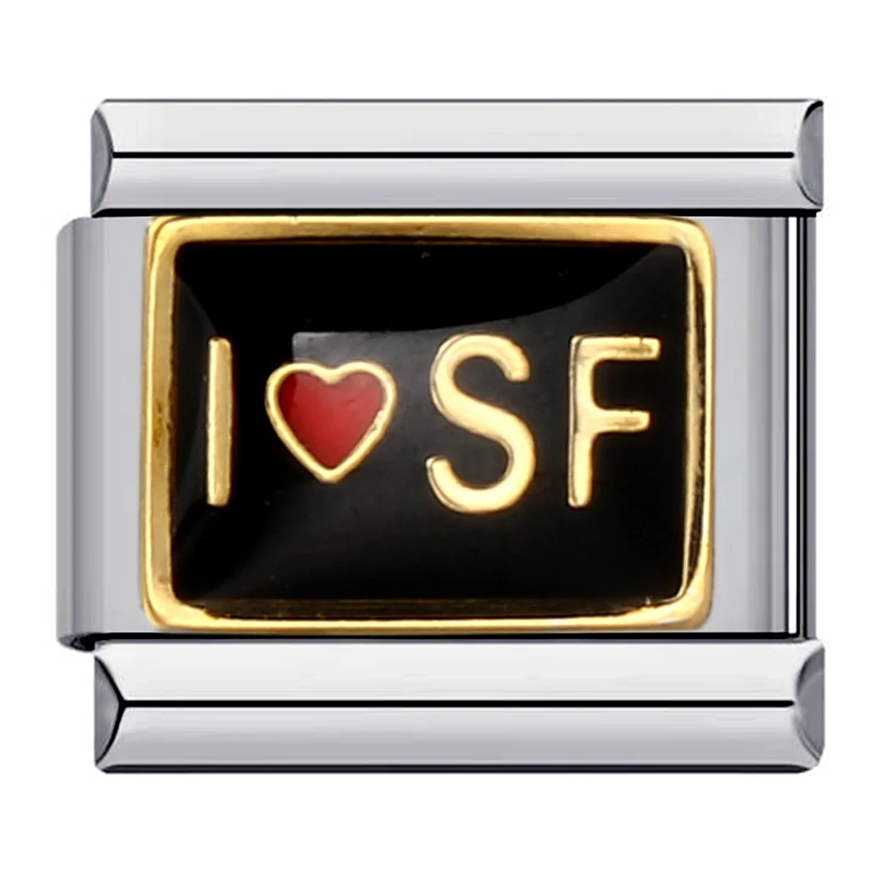 Modische schwarze, rote Herz- und goldfarbene Buchstaben-Charms im italienischen Stil, passend für 9-mm-Armbänder, aus Edelstahl, zum Selbermachen, handgefertigter Schmuck, Geschenk – Detail 6