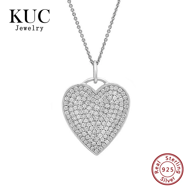

Fashion Elegant Luxury 925 SterlingSilver 18k Gold Plated Fine Jewelry Heart Brand Full Zircon Pendant Necklaces for Women