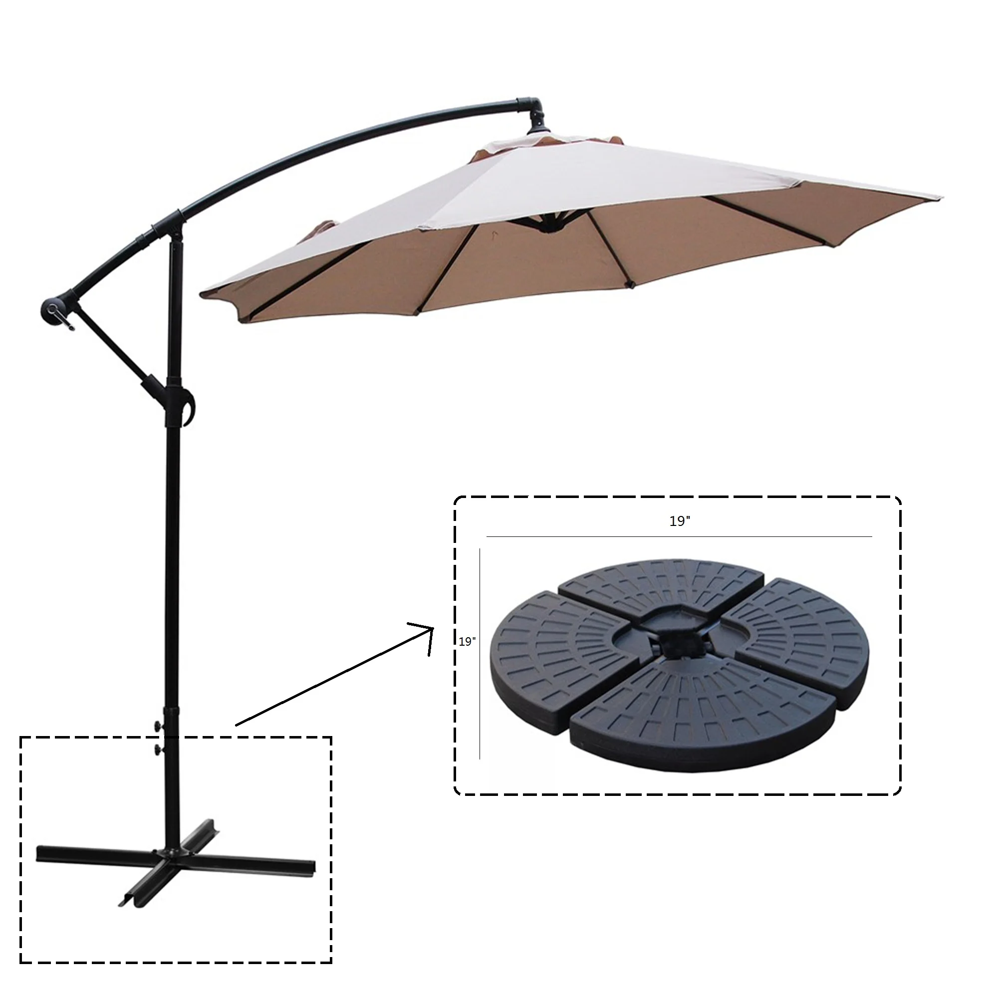 

High Quality Steel Furniture Parasol Size Big Solar cantilever offset Banana Outdoor Hanging Patio Umbrella