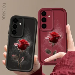 Simple Rose Case For Samsung Galaxy S25 S22 S21 S23 S20 S24 Ultra FE A35 15 A25 A55 Note 20 Plus 5G Silicone Phone Cases Cover