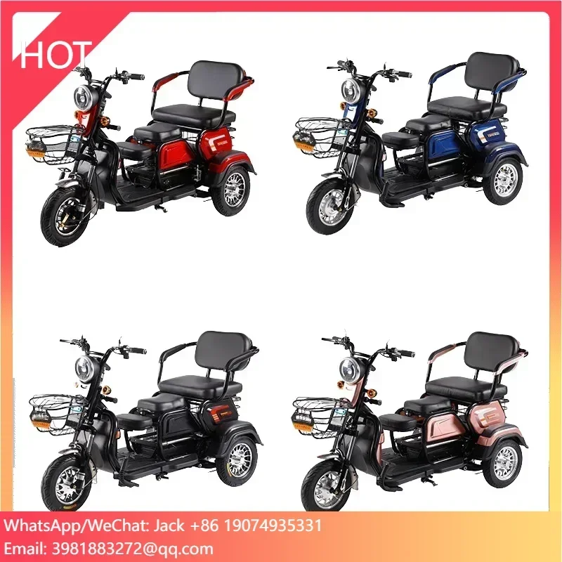 

800W Electric Pedicab Adjustable Three-Seat Tricycle with Steel Frame Lightweight Environmentally Friendly Electric Scooter