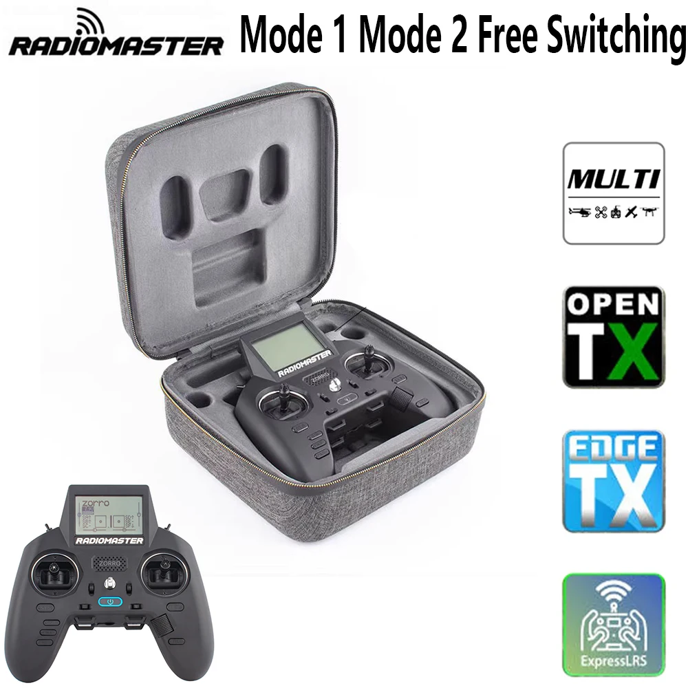 

RadioMaster ZORRO 2.4Ghz 16CH CC2500 / 4 in1 / ELRS Hall Gimbal LCD Screen OpenTX Radio Transmitter for RC FPV Drone Mode1 Mode2