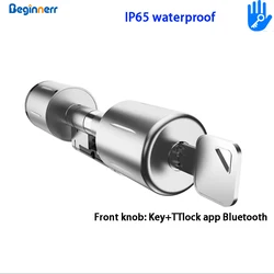 Cerradura de cilindro inteligente Euro, resistente al agua, IP65, Bluetooth, ttlock, agregar teclado, contraseña, código PIN, cerradura de puerta inteligente
