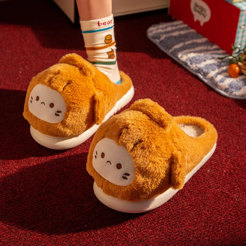 شبشب كراب نسائي شتوي - صوف صناعي مبطن دافئ، كعب مغلق، نمط جديد، شبشب رقيق مريح للمنزل الداخلي