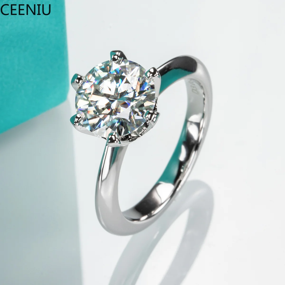 1ct 2ct 3ct 5ct D Color Moissanite Engagement  Ring for Women 925 Sterling Silver Gold Plated Solitaire Rings Wholesale