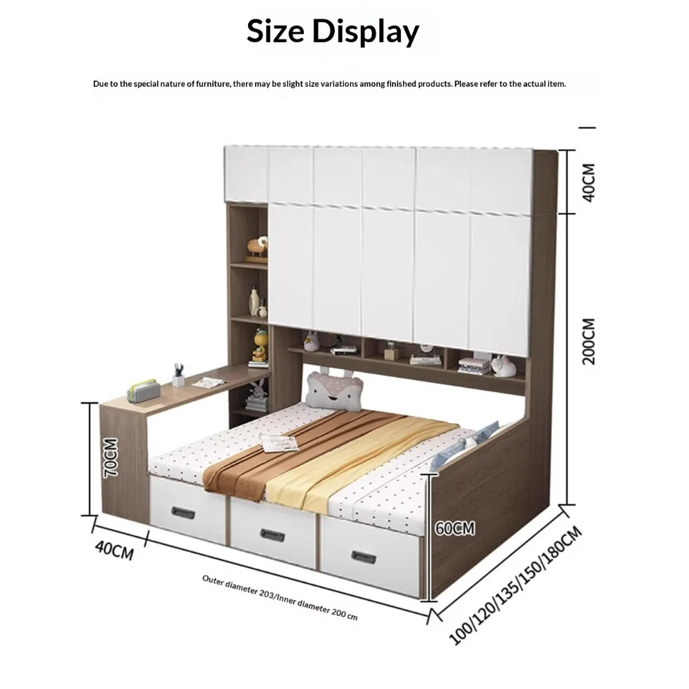 Space Saving Tatami Bed with Wardrobe&Desk Multifunctional Storage Combo Bed Integrated Sleeping Solution for Home Kids Bedroom view 6