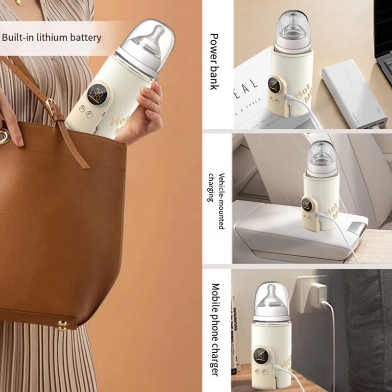 

USB Heater Portable Bottle Heater Smart Temperature Control Warmer Screen Newborn Baby Bottle Warmer Sleeve Stuff For Babies