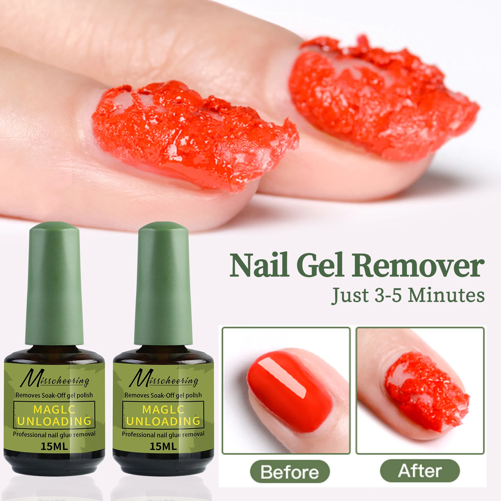 2 قطعة طلاء جل الأظافر السحري السريع يزيل الأشعة فوق البنفسجية بسهولة وسريع خلال 3-5 دقائق شبه دائمة أدوات إزالة فن الأظافر #2