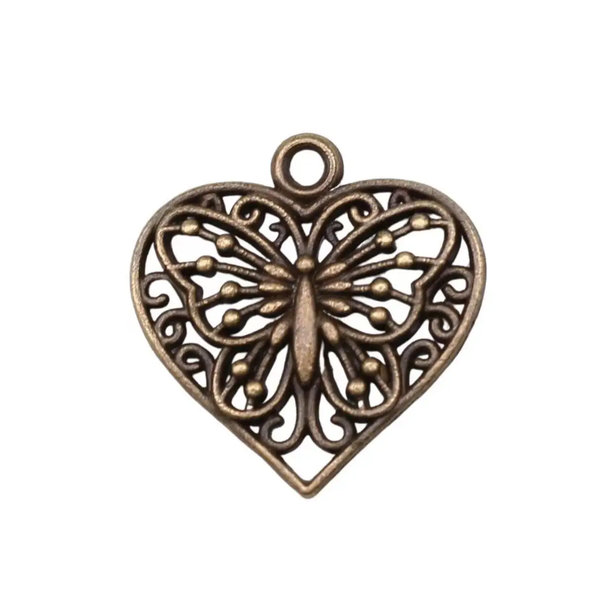 

25pcs 22*22mm Alloy metal vintage heart shaped hollow pendants HW2664