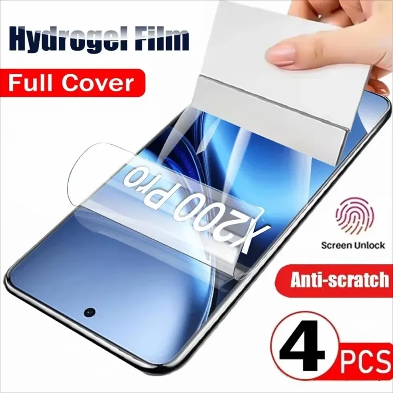 4PC Hydrogel Film For VIVO X200 Pro Mini X100 Ultra X90 X80 X60 X70 Pro Plus Screen Protector For VIVO V30 V40 V23 Pro Not Glass