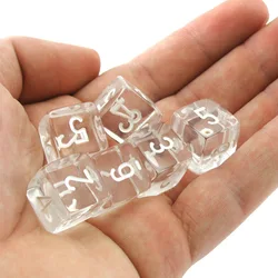 10PCS/ 5Pcs Hot Sale 6-sided D6 Digital Props Dice 16MM Number 1-6 Dice Acrylic Transparent Clear White