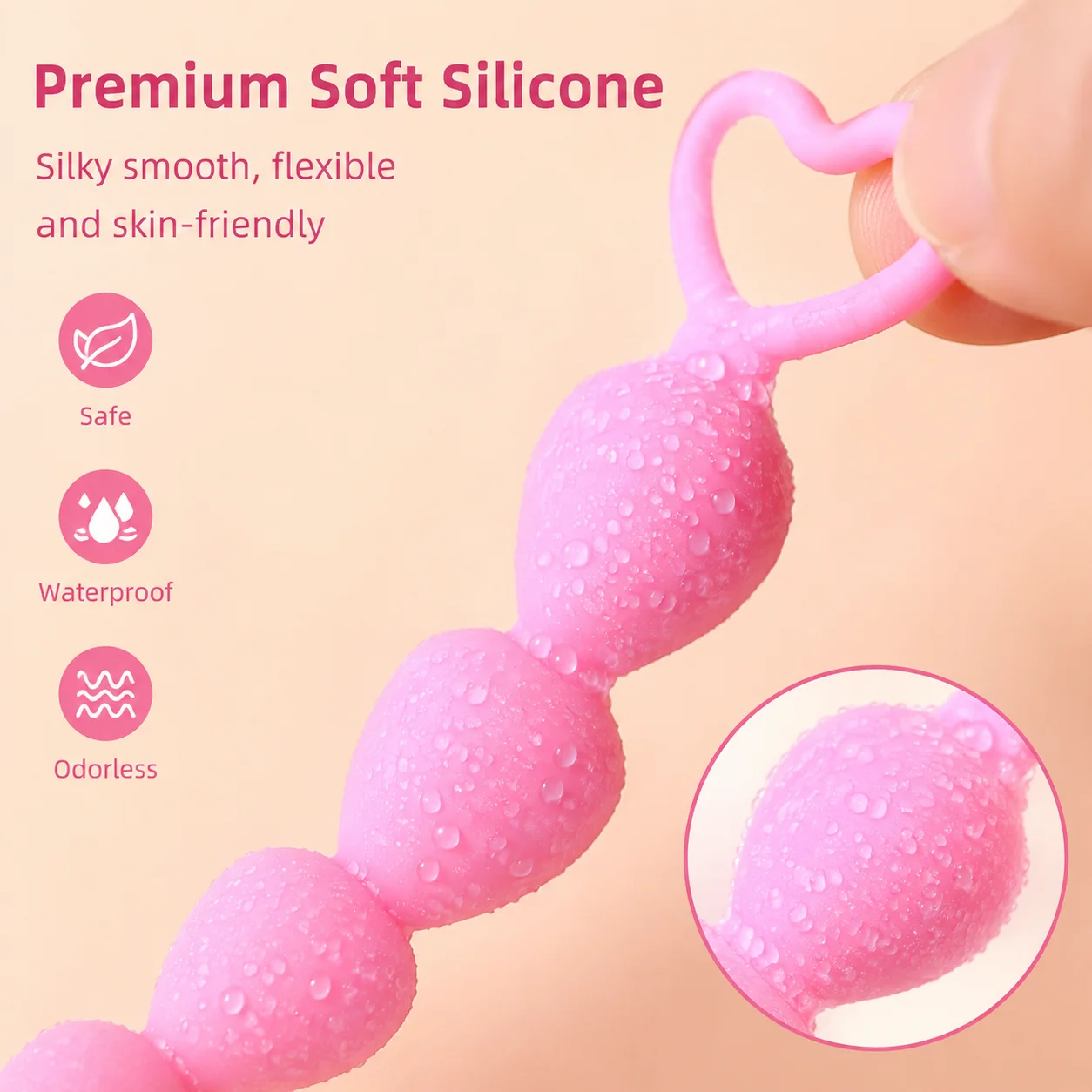 Yingfeini Silicone Beaded Anal Plug, Six‑Peach‑Shaped Anal Plug for Men and Women, Couples Adult Erotic Sex Toys view 2