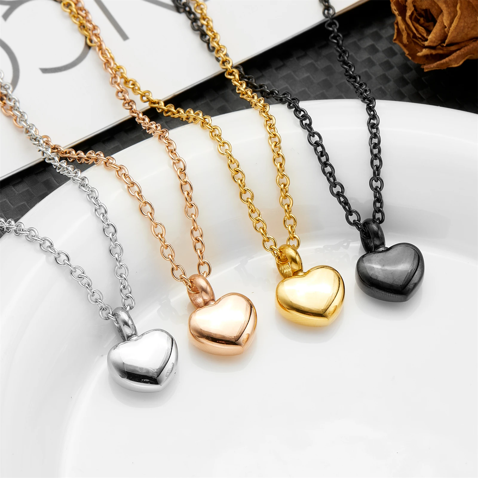 قلادة جرة تذكارية على شكل قلب رقيق - مجوهرات حرق من الفولاذ المقاوم للصدأ لرماد الإنسان، قلادة تذكار أبدية للحبيب #1