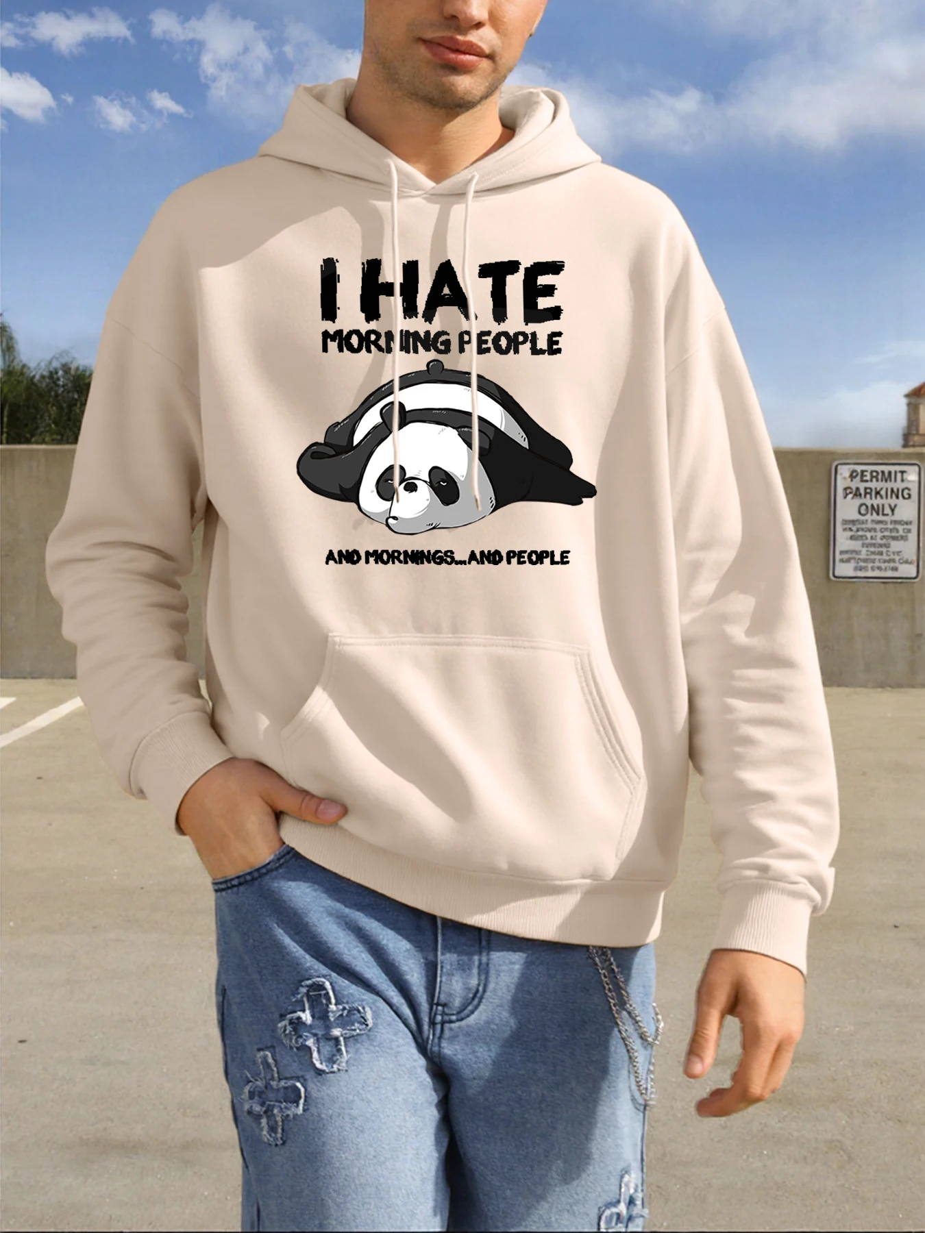 Nette Panda Hass Morgen Menschen Gedruckt Hoodies Männer Fleece Hip Hop Streetwear Oansatz Mehrfarbige Hoodie Alle-Spiel Casual Mann top