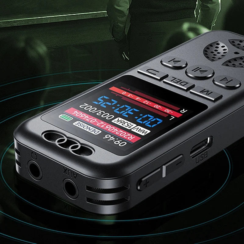 Digital Voice Recorder MP3 Player HD Noise Reduction WAV Audio Player One-Button Portable Business Recording Device