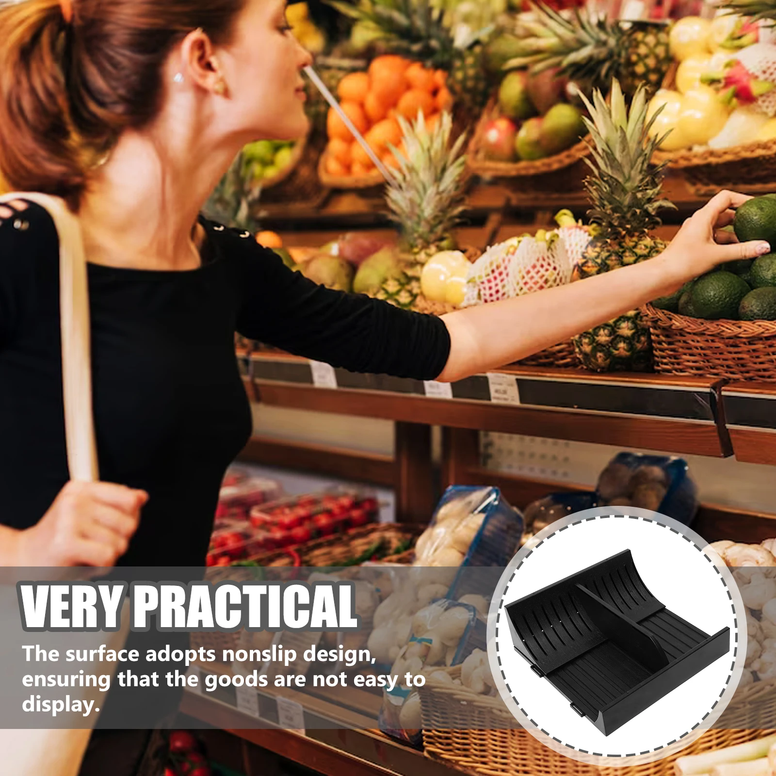 

Retractable Supermarket Display Tray Fresh Fruit Vegetable Shelf Organizer Nonslip Air Cooler Partition Divider