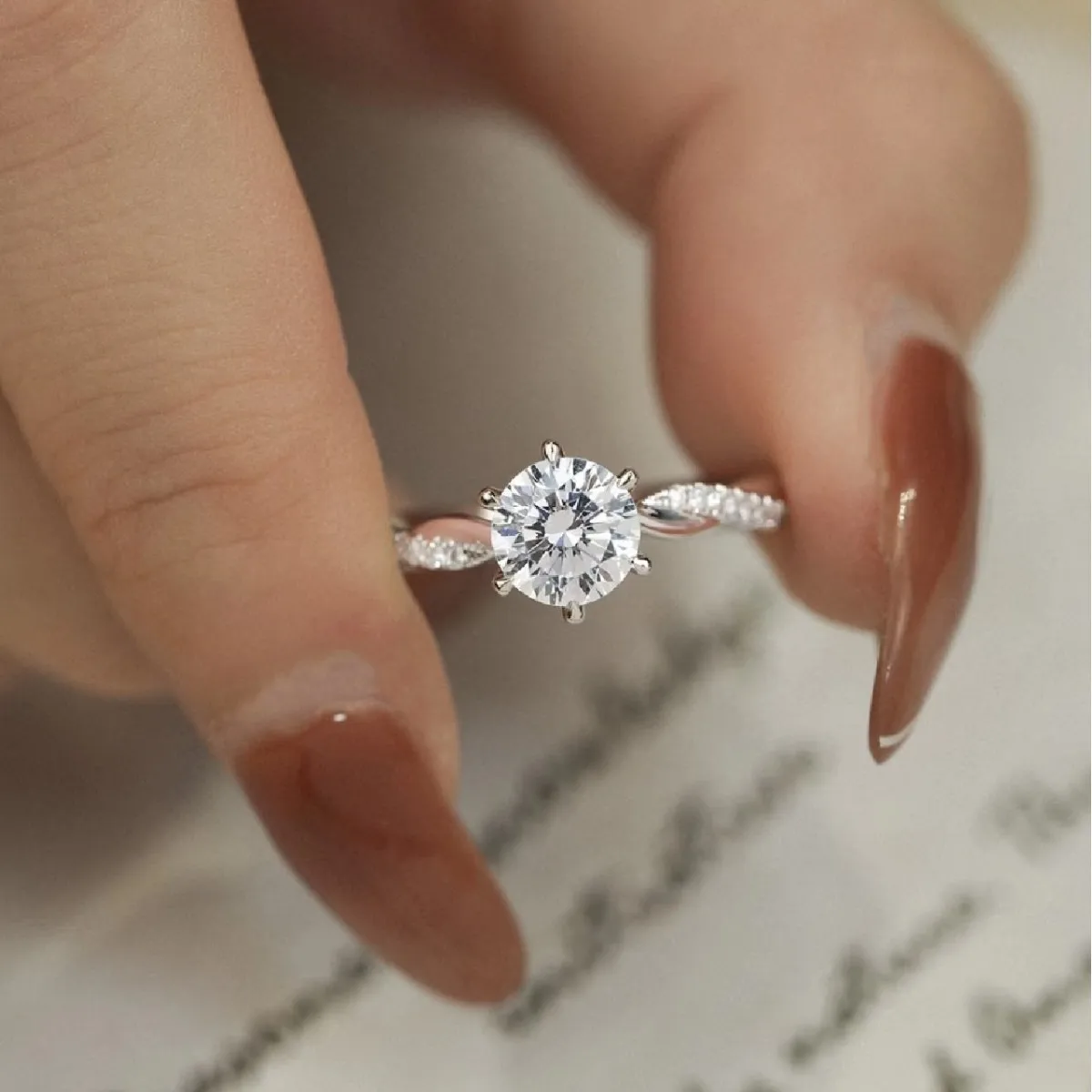 Luxury 18K Solid Platinum PT950 Certified 1 Carat Classic Six Claw Moissanite Ring Women Elegant Jewelry Gift Wedding Ring
