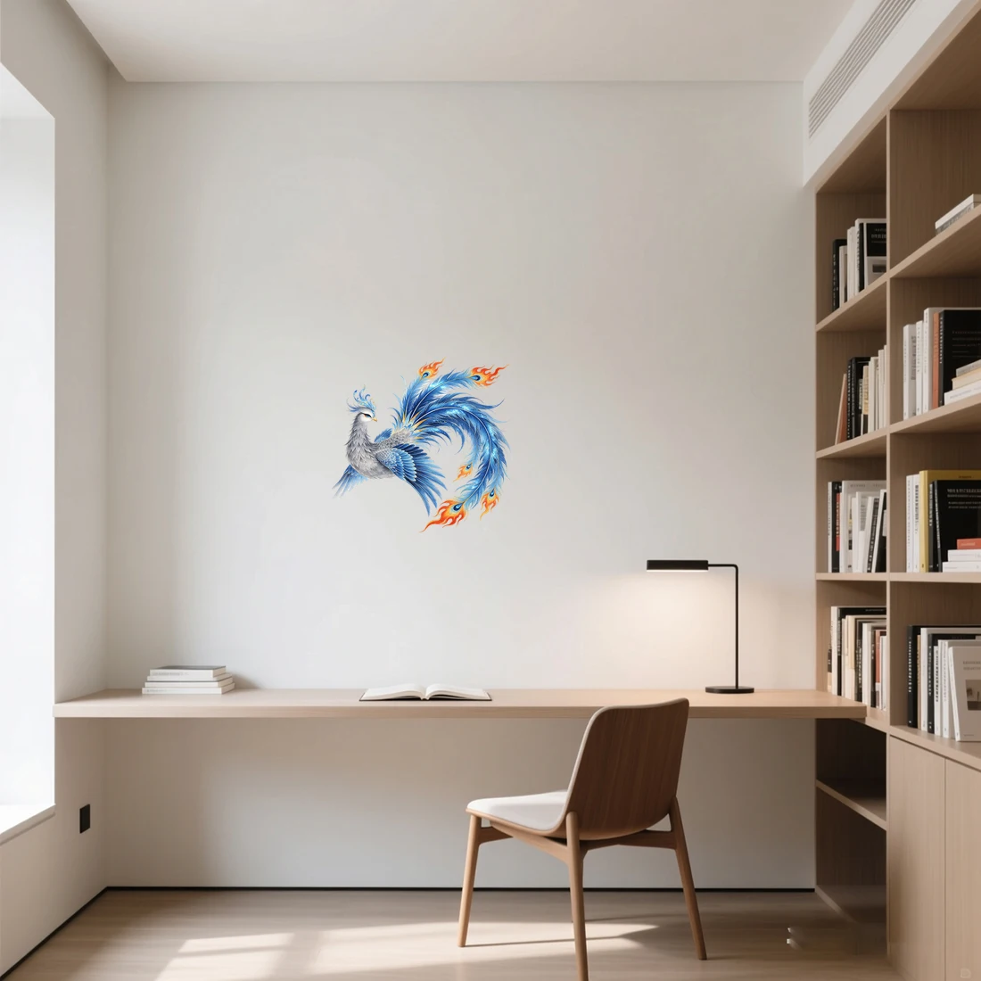 Three Ratels CAB48 Beautiful sky blue phoenix art wall stickers for home decoration Car body decals