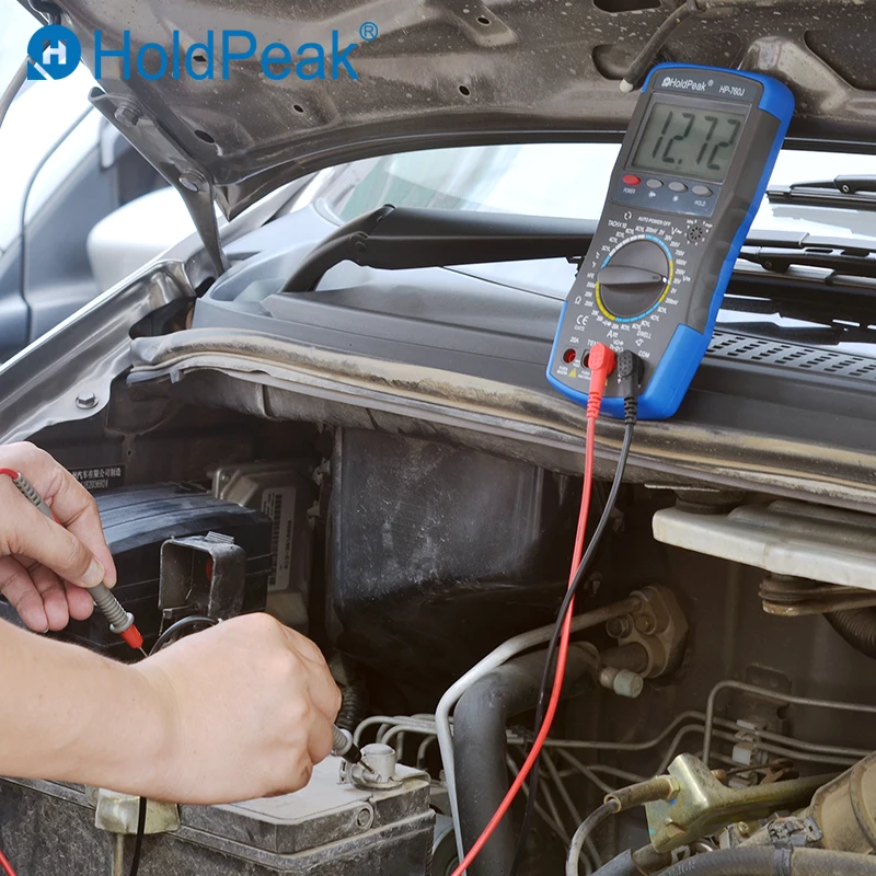 760J Digital Automotive Multimeter Car Engine Analyzer RPM Tach Dwell Tester AC/DC Voltmeter Ohmmeter Thermometer Diode Tester