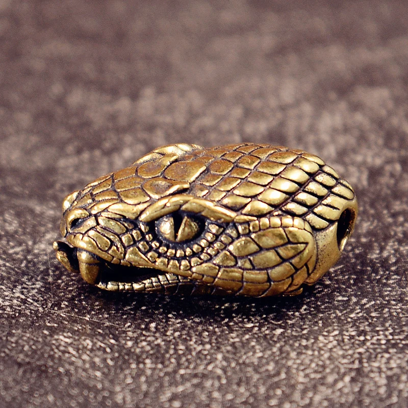 Snake Head Brass Buckle EDC Outdoor DIY Woven Paracord Pendant Adult Fidget Toy Paracord Rope Decompression Toy Edc Accessory