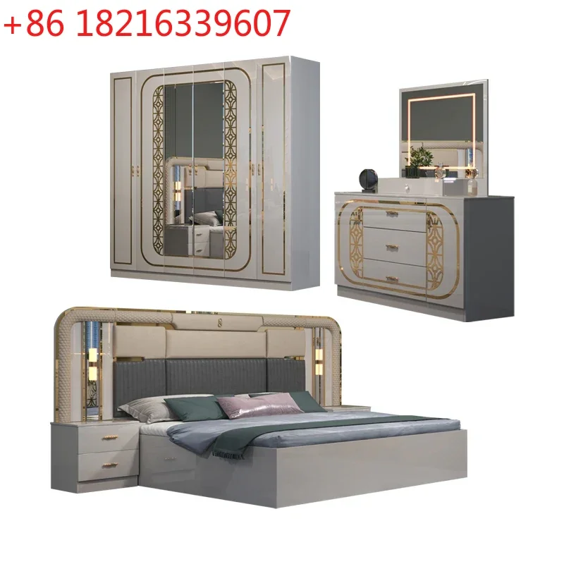YAO z Wholesale Luxury King Size Bed Suite Double Home Master Room Wooden Frame Modern Full Bedroom Furniture Set