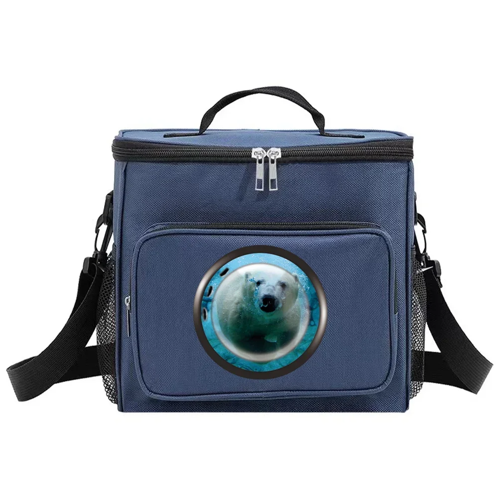 Insulated Lunch Bags Storage Boxes Cooler Box Thermal Organizer Handbag for Student Portable Waterproof Camping Window Pattern