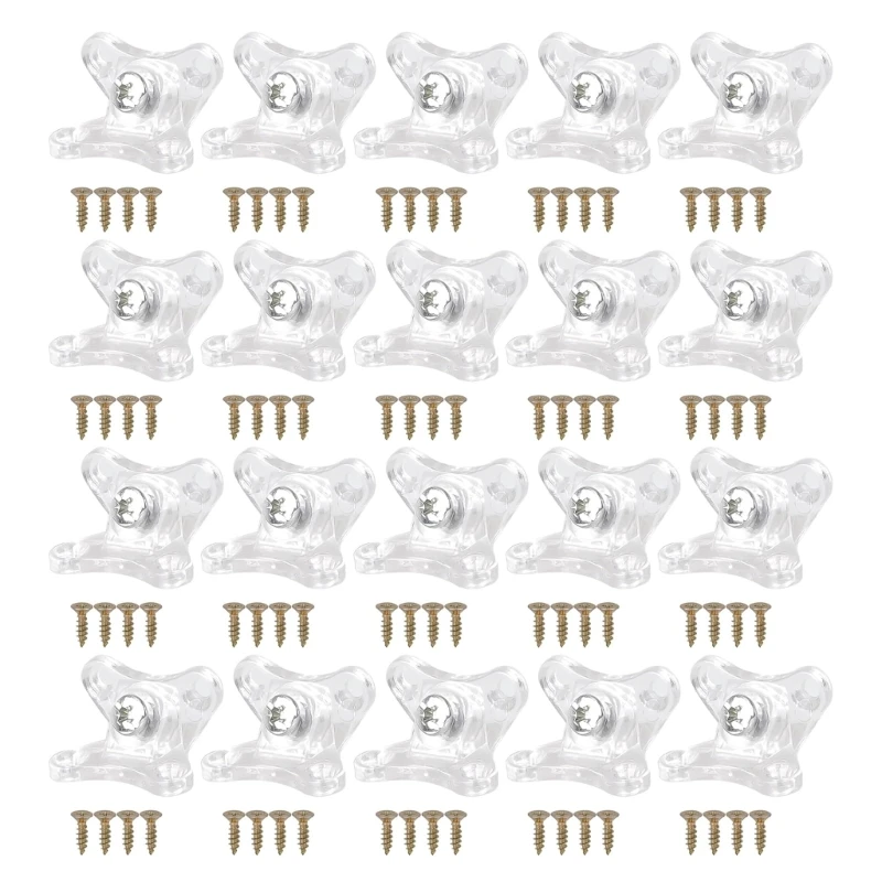 

20 Pcs Clear Butterfly Corner Code Right Angles Bracket Corner Brace with Screws for Wood Furniture Cabinet