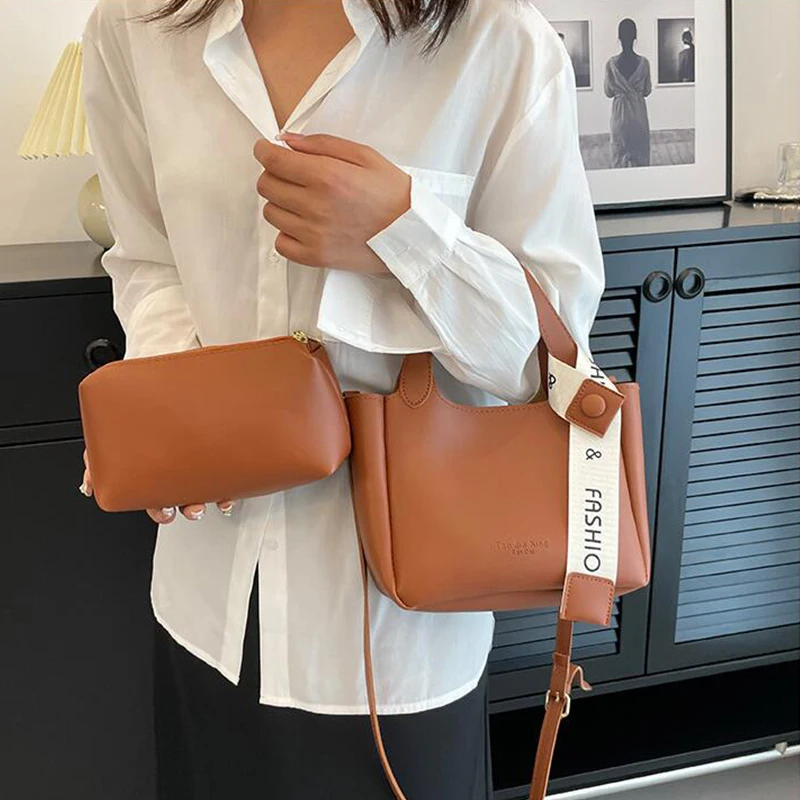 Women\'s Two-piece Shoulder Bag Lady Trend 5 Color New Fashion Out Shopping Small Tote Crossbody Bag Female