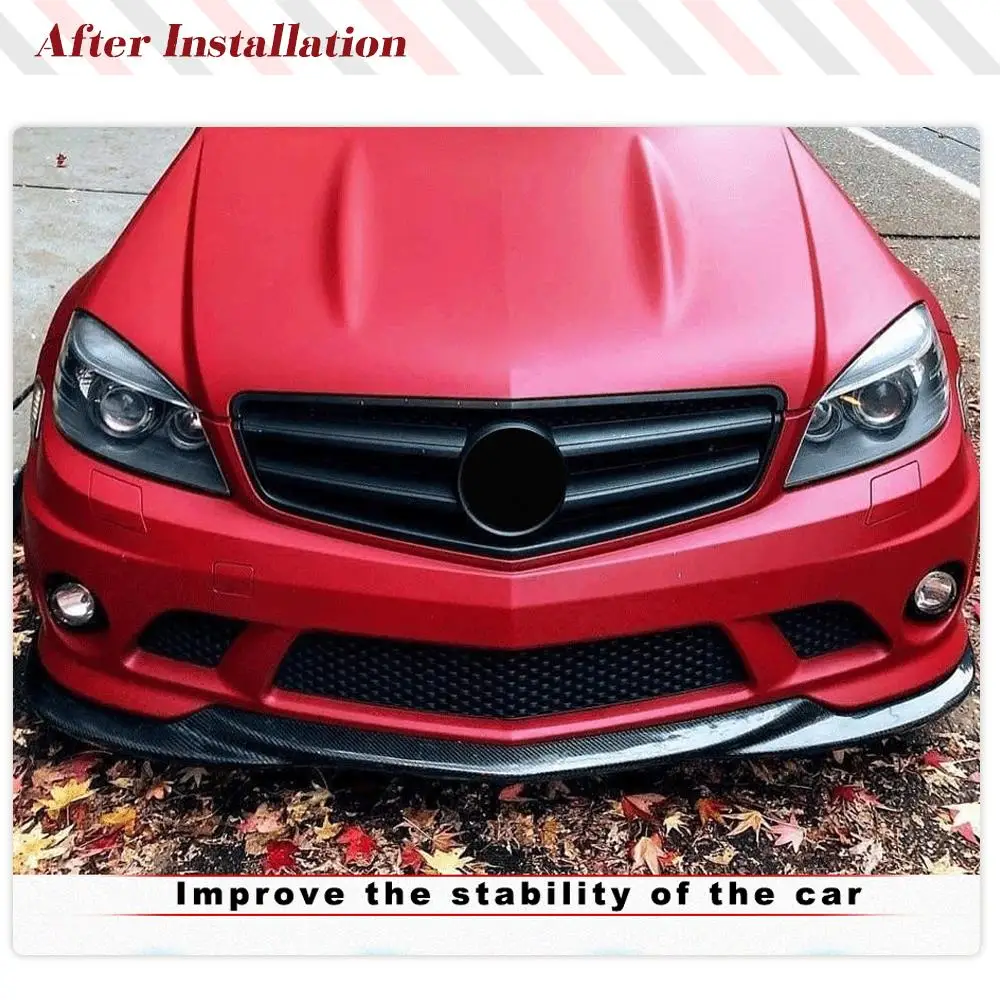 Carbon Fiber Front Bumper Diffuser Lip Spoiler For Mercedes-Benz C Class W204 C63 AMG Sedan & Coupe 2009 -2011 Car Styling