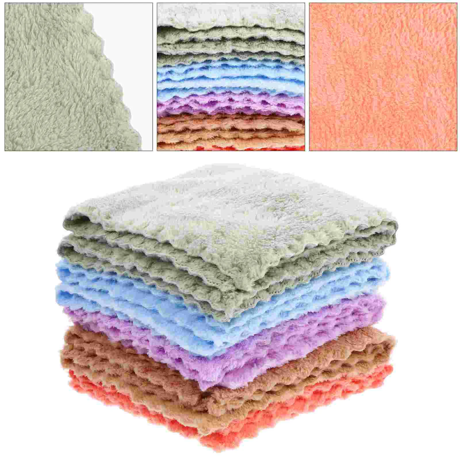 10 Pcs Coral Fleece Face Water Absorption for Towels Bath Kids Newborn
