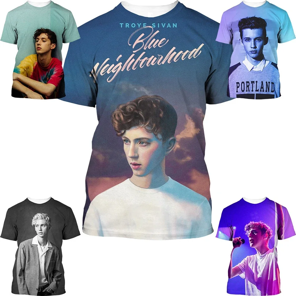 2024 Summer Fashion 3d Male and Female T-shirt Singer Troye Sivan (Troye Sivan) Casual Unisex Kids Short-sleeved Street Top